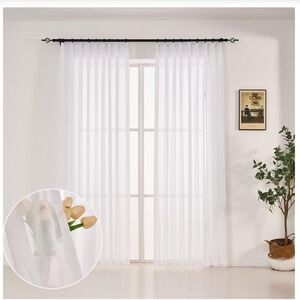 Pinch Pleated CHIFFON Light-Filtering Curtains Sliding Door-Bedroom Living Room